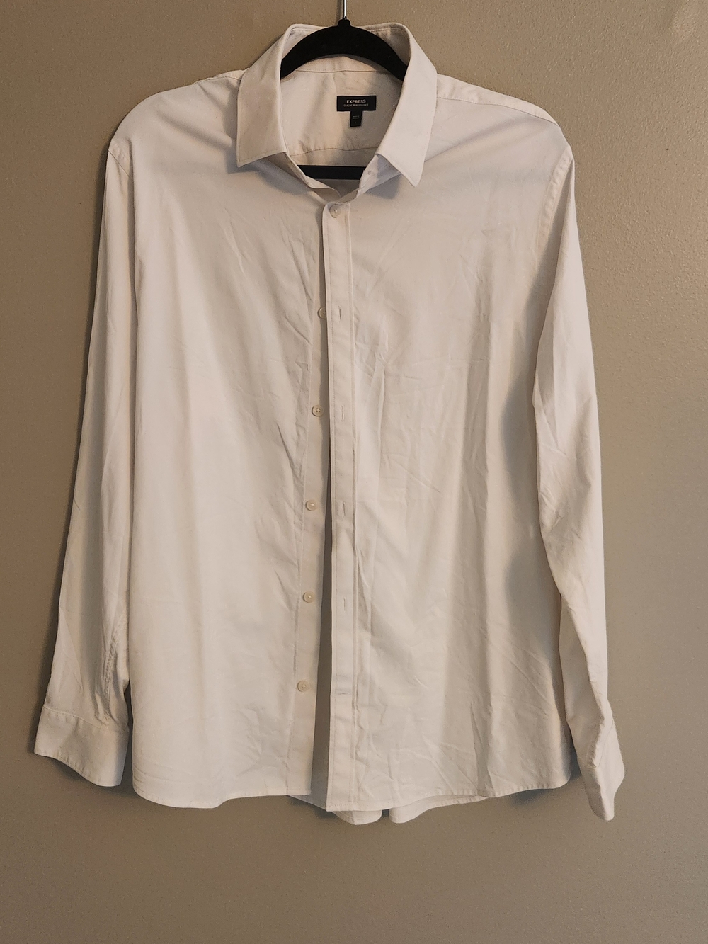 Express White Men's Dress Shirt - Button-Down Long Sleeve